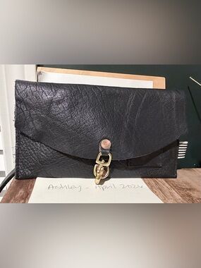 MBOTF Black Leather Clutch Crossbody